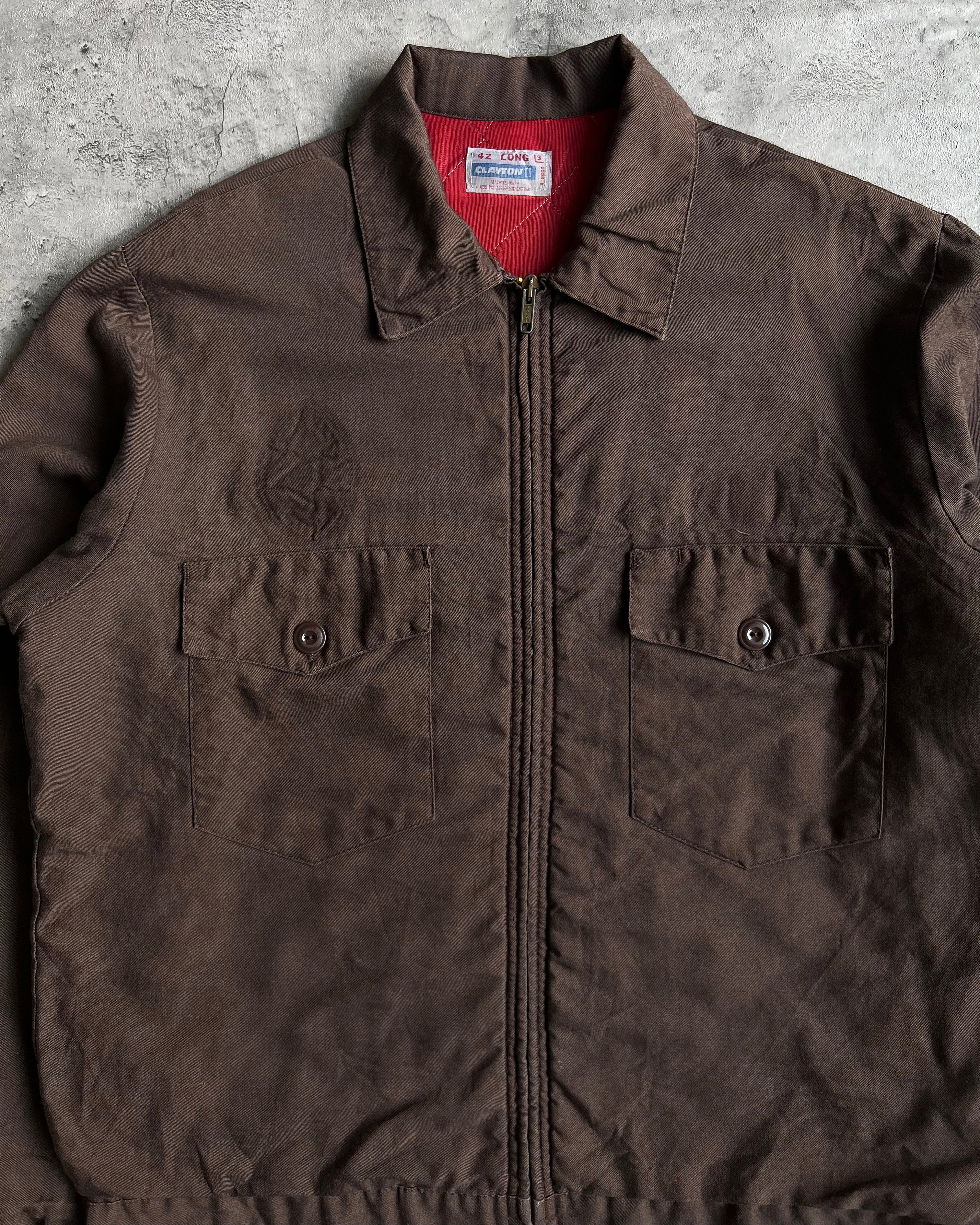 1970S BROWN CLAYTON DOUBLE POCKET WORK JACKET (L)
