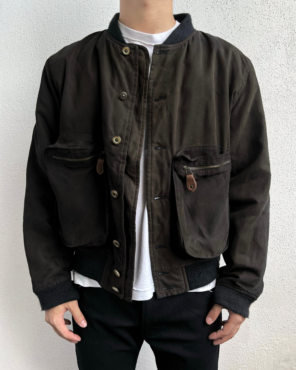 1980S SUN FADED GIORGIO ARMANI DOUBLE POCKET HARRINGTON JACKET (L)