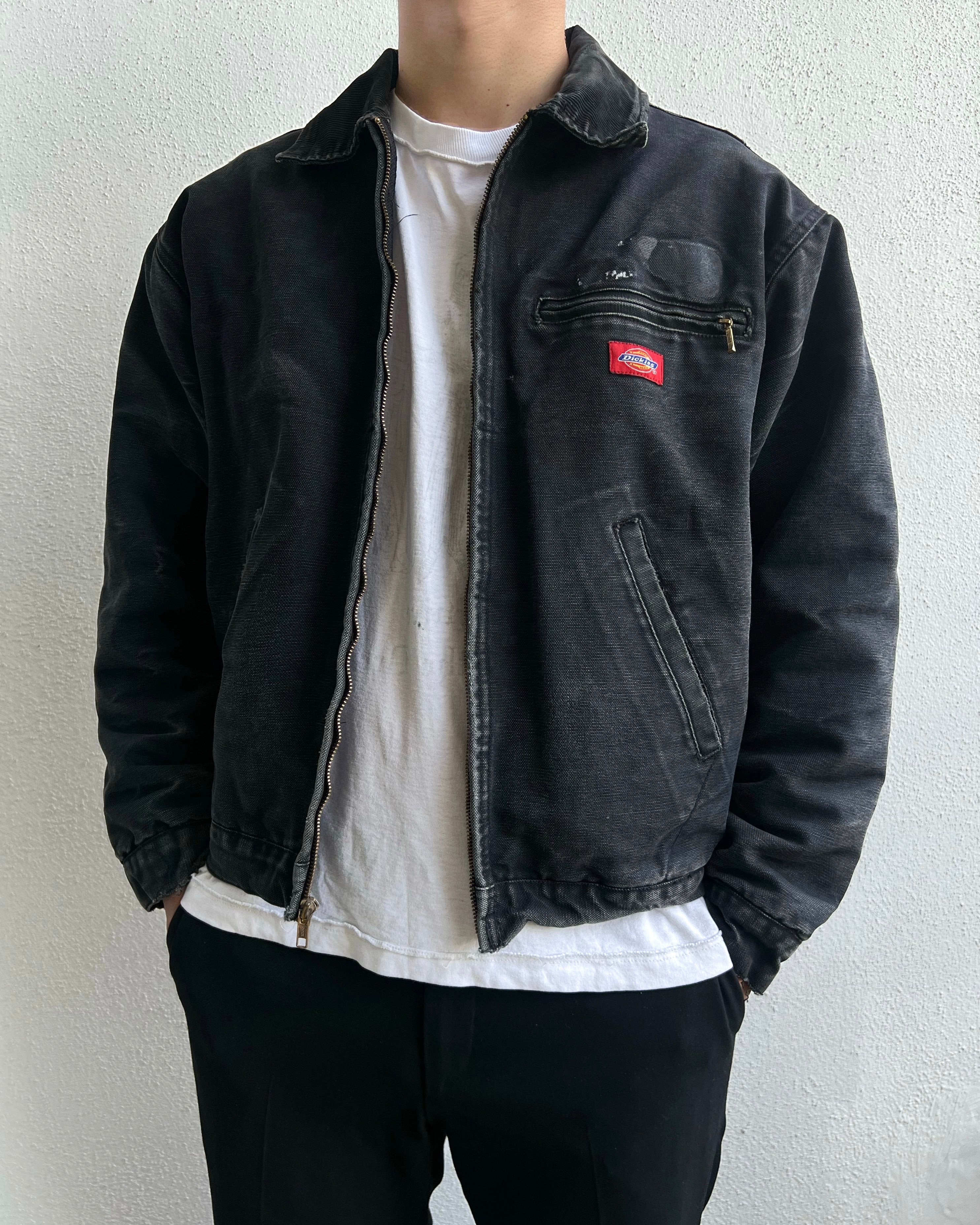 1990S FADED BLACK DICKIES DETROIT WORK JACKET (L)