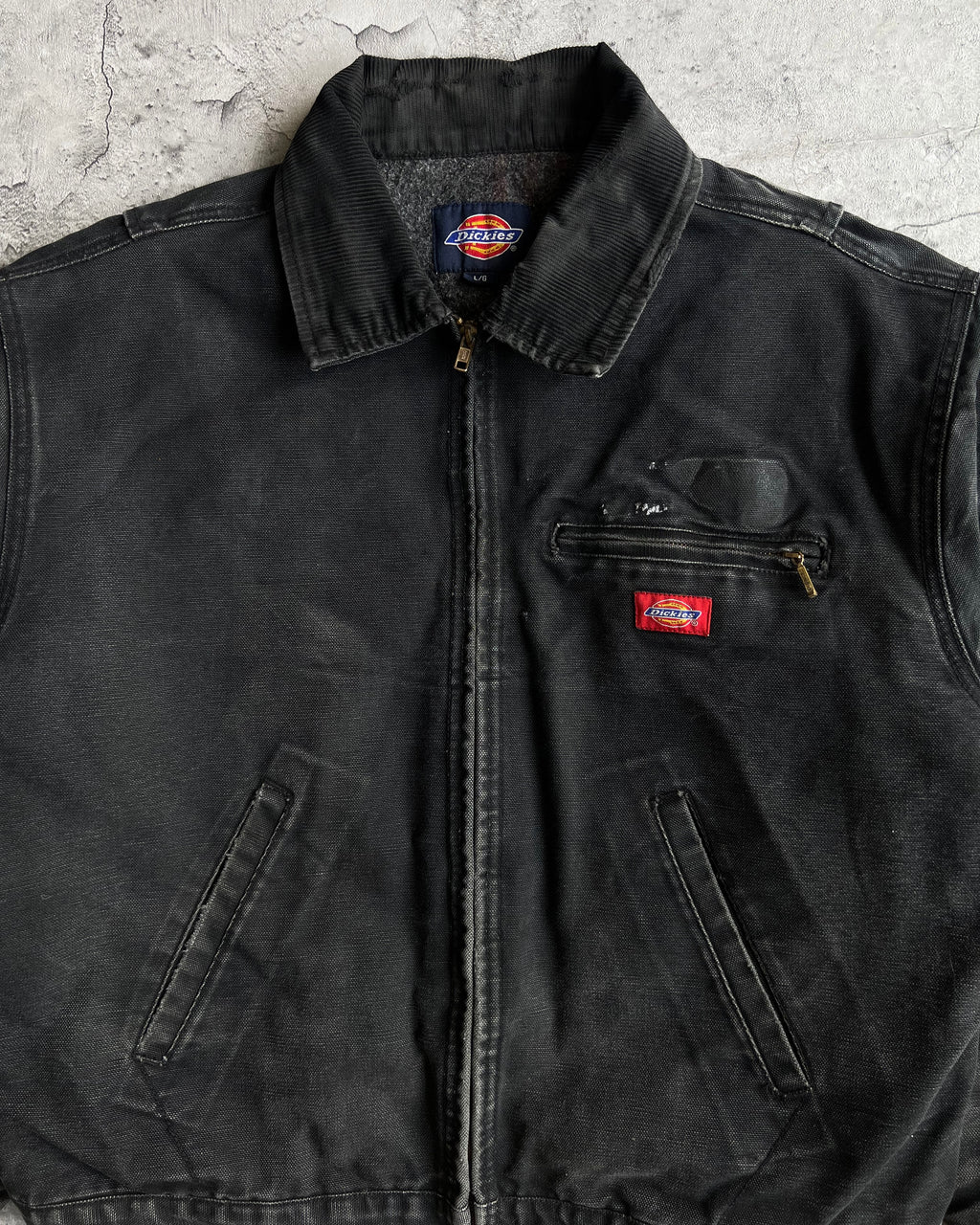 1990S FADED BLACK DICKIES DETROIT WORK JACKET (L)