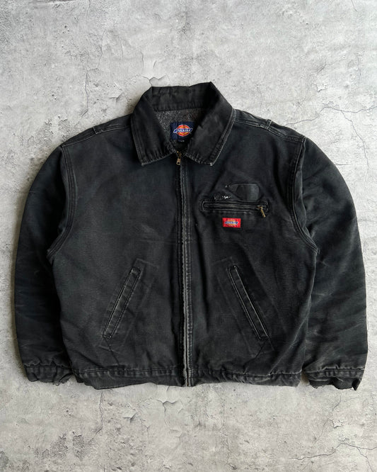 1990S FADED BLACK DICKIES DETROIT WORK JACKET (L)