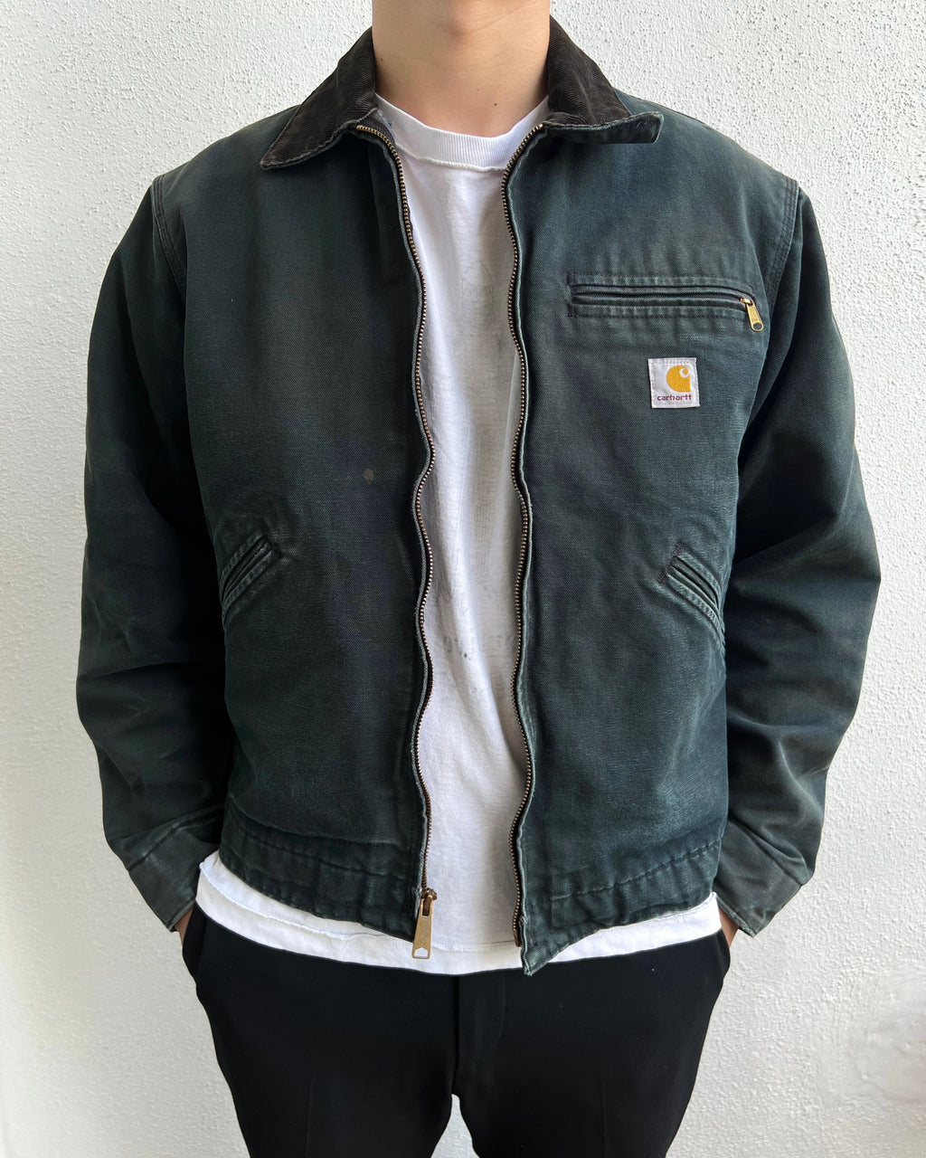 1990S FADED BLACK CARHARTT DETROIT JACKET (M/L)