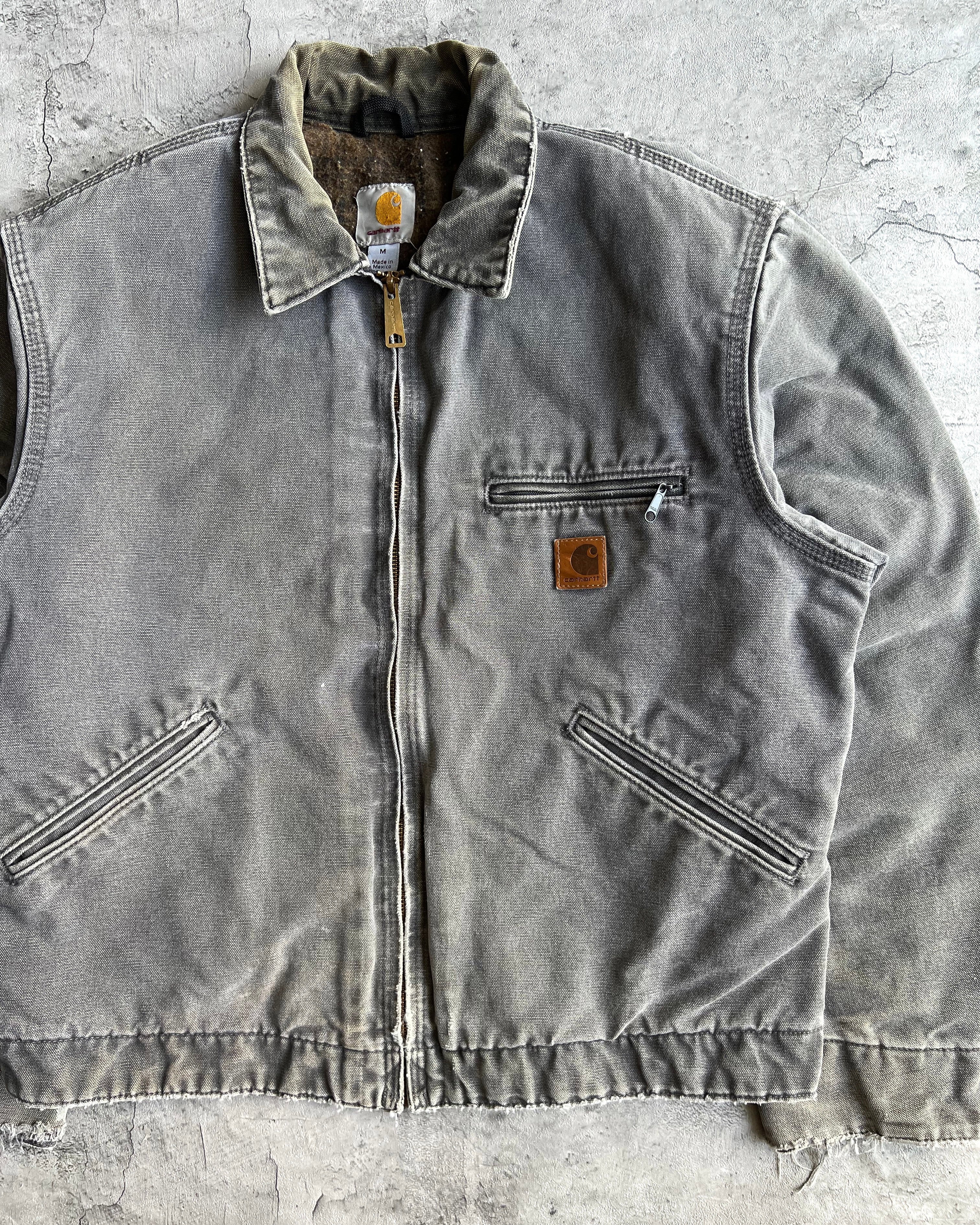 1990S FADED GREY CARHARTT DETROIT JACKET (M)