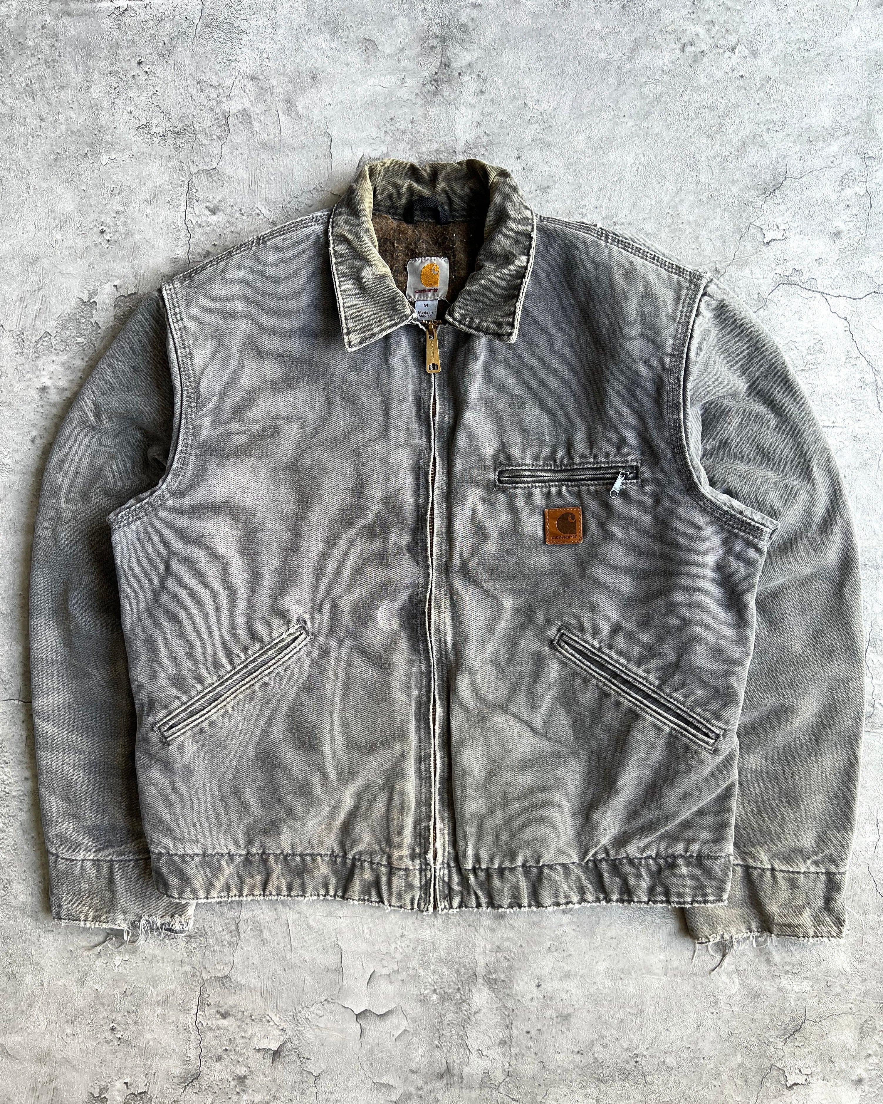 1990S FADED GREY CARHARTT DETROIT JACKET (M)