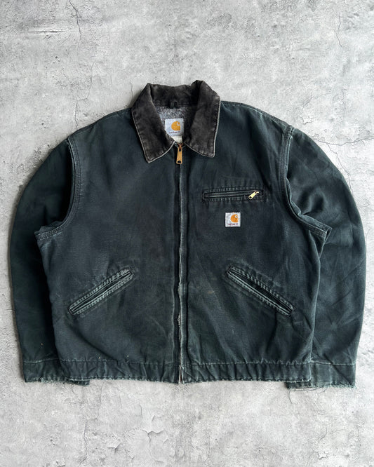 1990S FADED BLACK/MOSS GREEN CARHARTT DETROIT WORK JACKET (M/L)