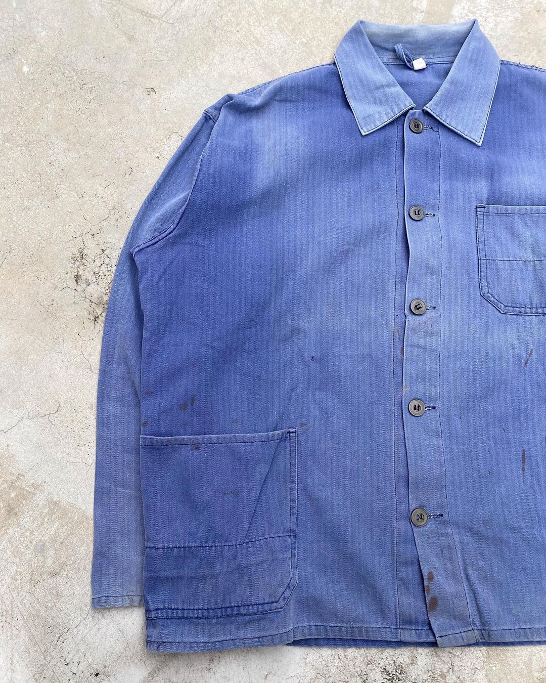1970s  Sun Faded Herringbone French Workwears
