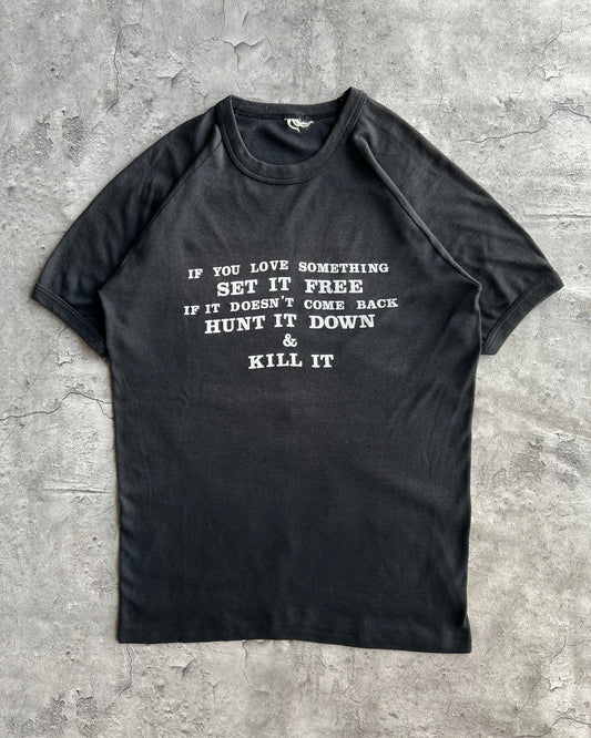 1980S 'SET IT FREE, HUNT IT DOWN & KILL IT' RAGLAN RINGER TEE (S/M)