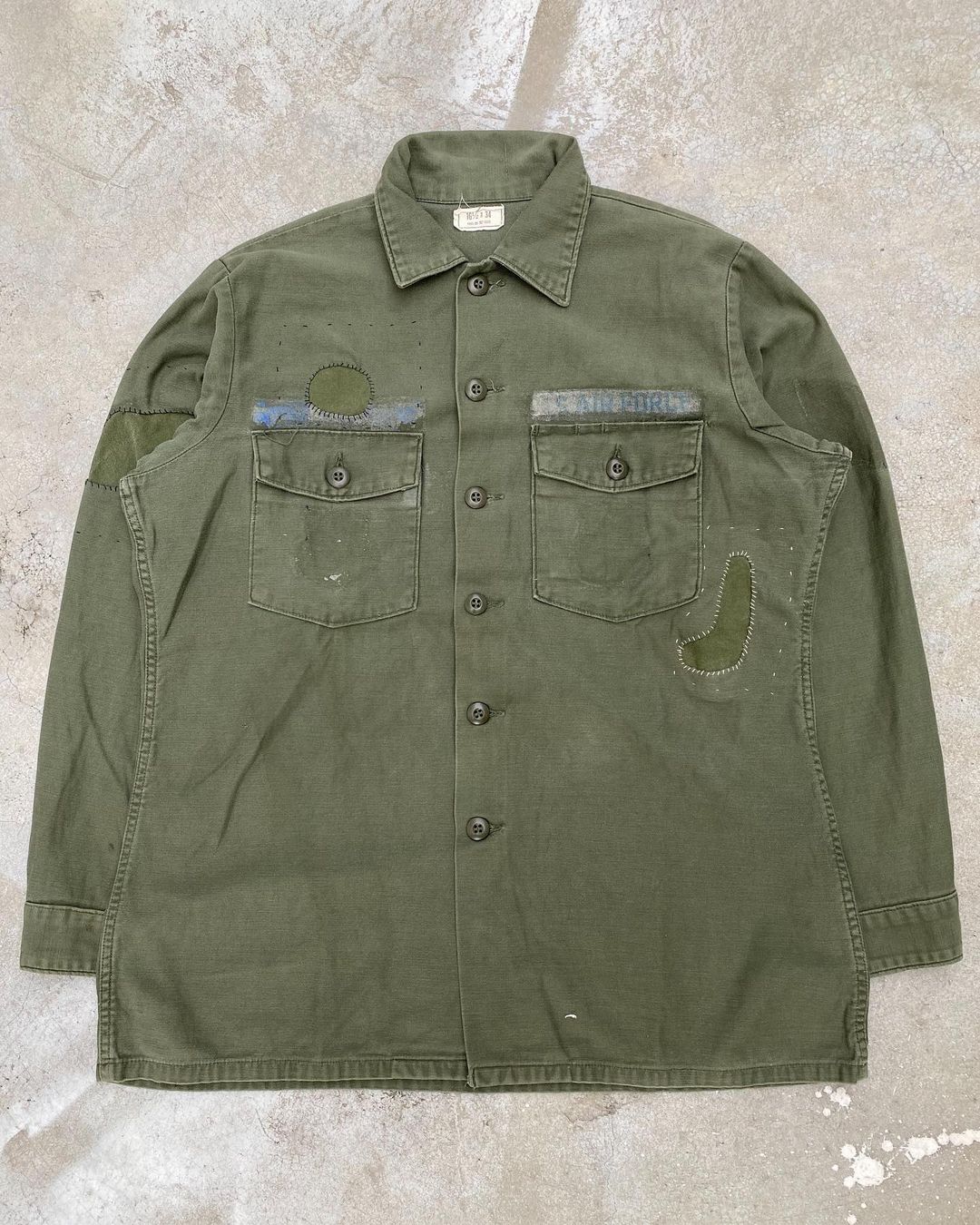 1970s US Army OG-107 Repaired Shirt