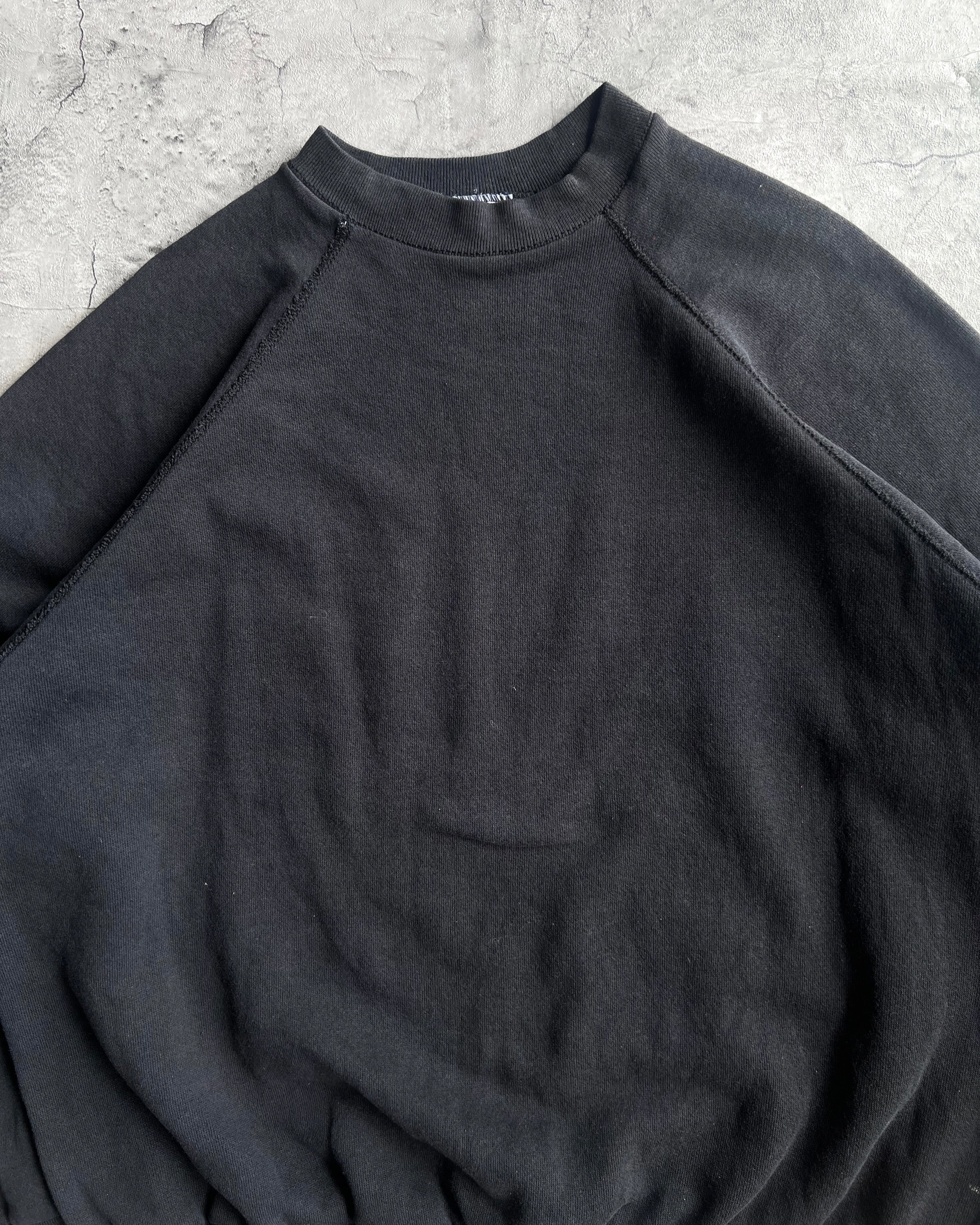 1990S FADED BLACK BLANK TULTEX RAGLAN SWEATSHIRTS (XL)
