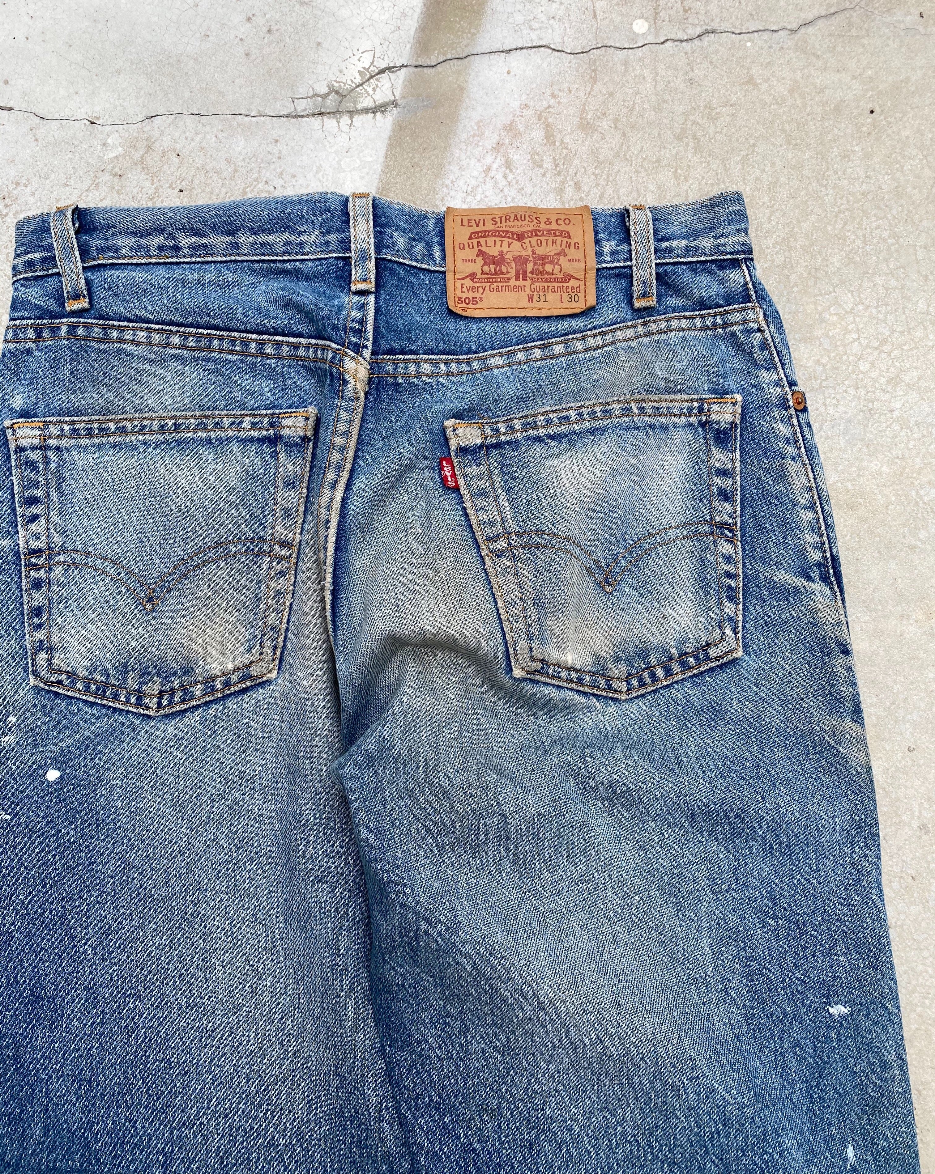 1990s Dirt Washed Painted Levi’s 505 Jeans