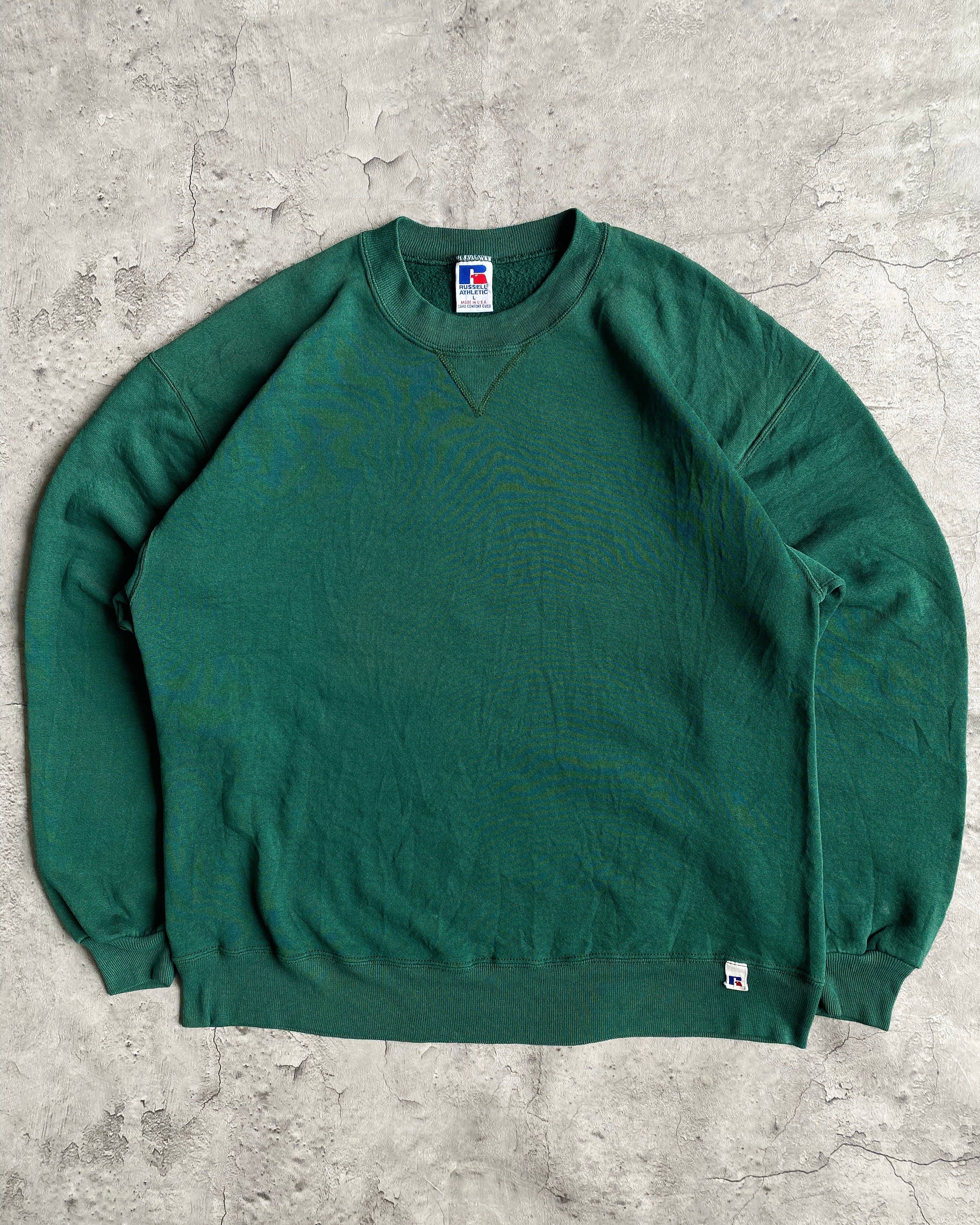 1990S RUSSELL EMERALD GREEN BLANK CREWNECK SWEATSHIRT (L)
