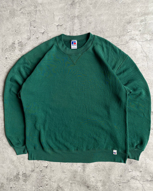1990S RUSSELL EMERALD GREEN BLANK CREWNECK SWEATSHIRT (L)