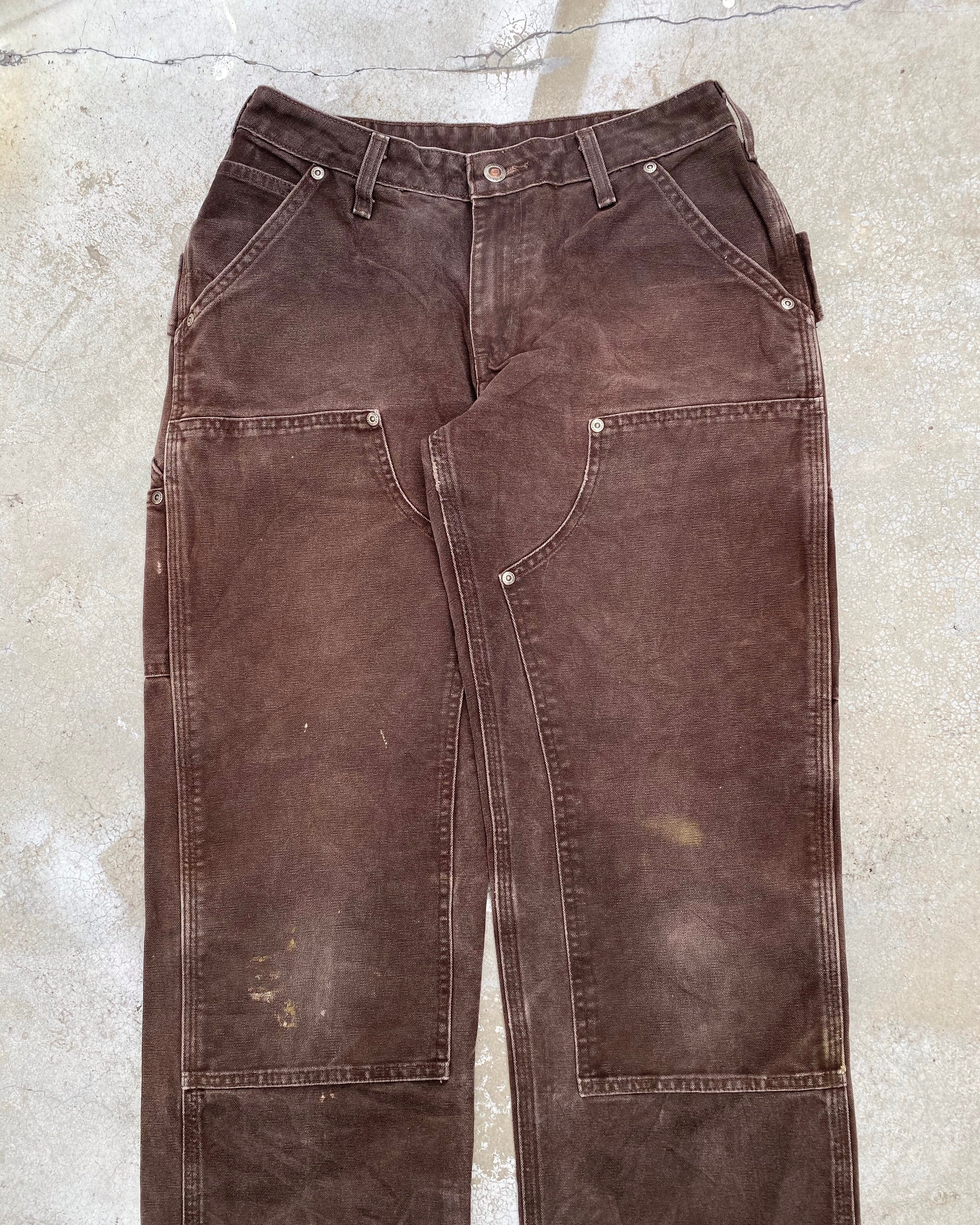 1990S SUN FADED BROWN CARHARTT DOUBLE KNEE PANTS (29X30)