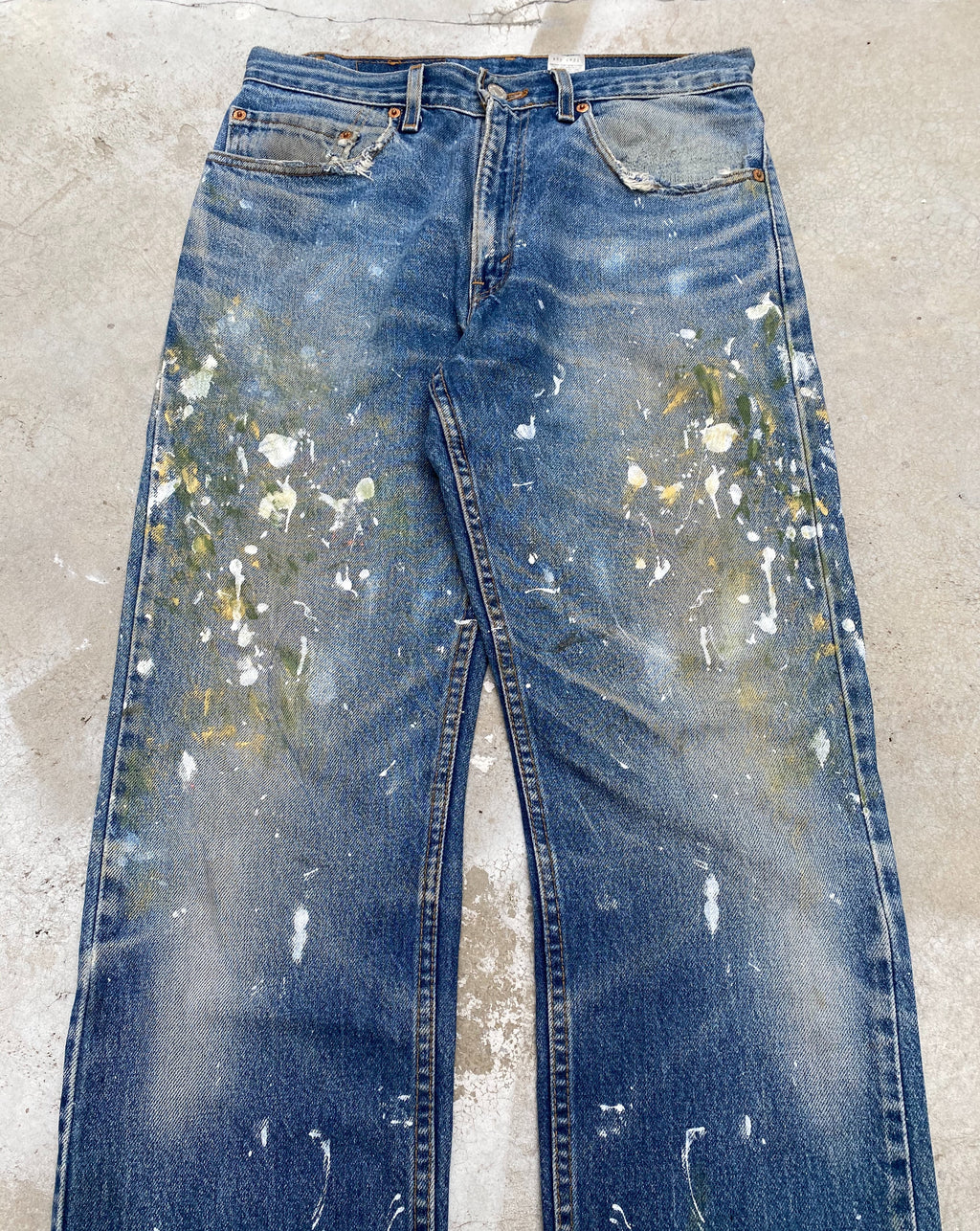 1990s Dirt Washed Painted Levi’s 505 Jeans