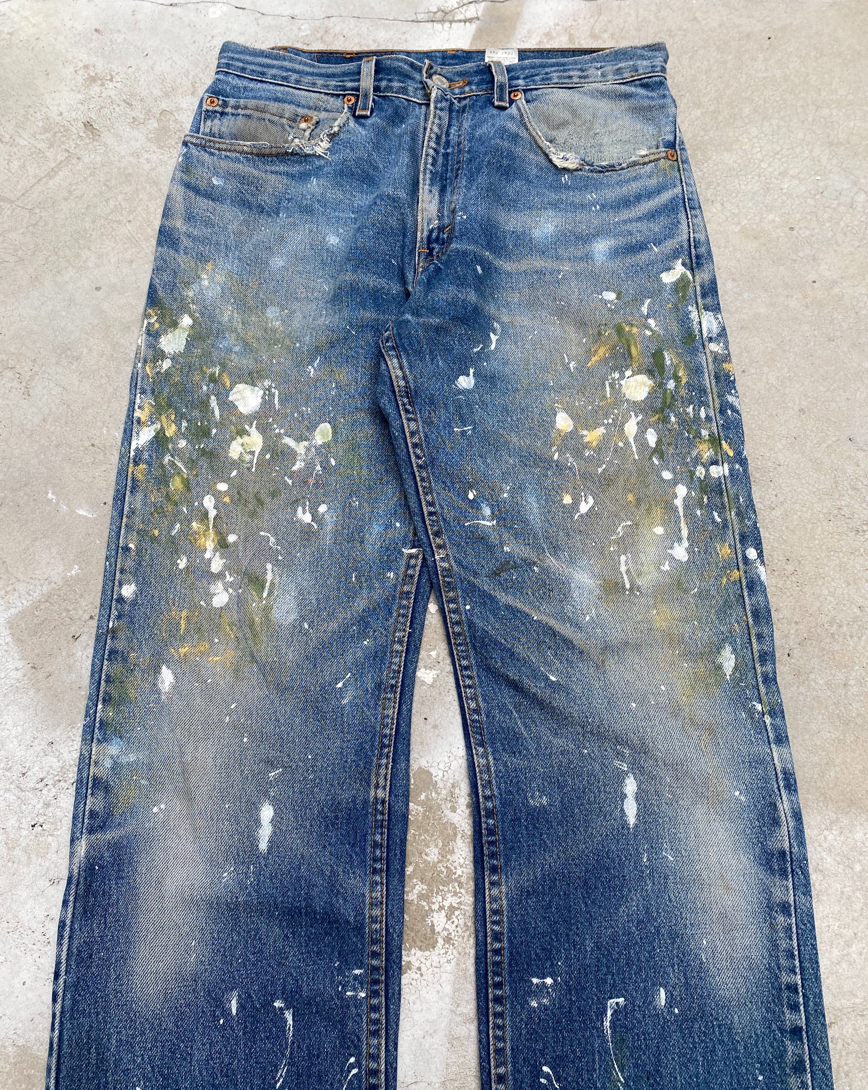 1990s Dirt Washed Painted Levi’s 505 Jeans
