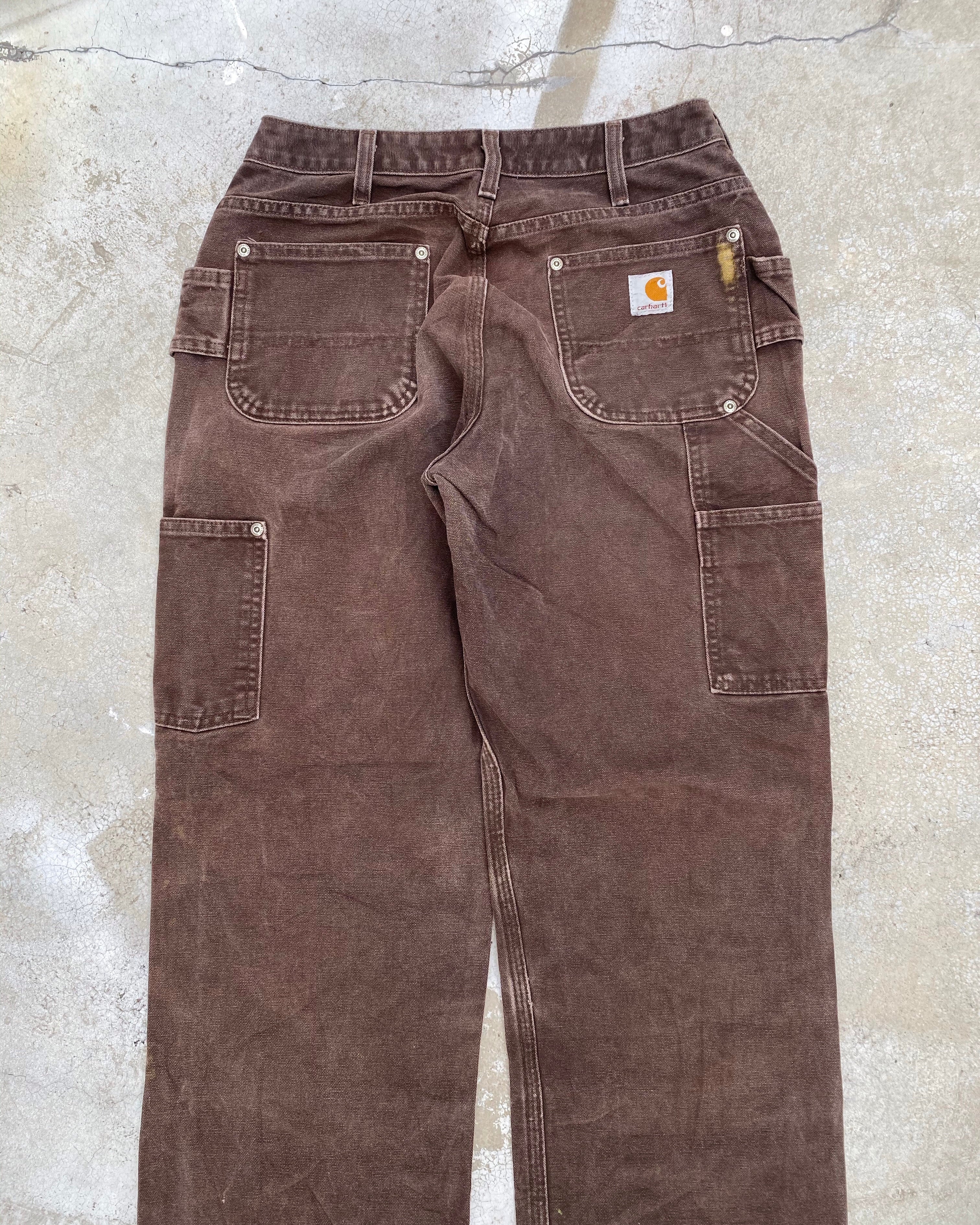 1990S SUN FADED BROWN CARHARTT DOUBLE KNEE PANTS (29X30)