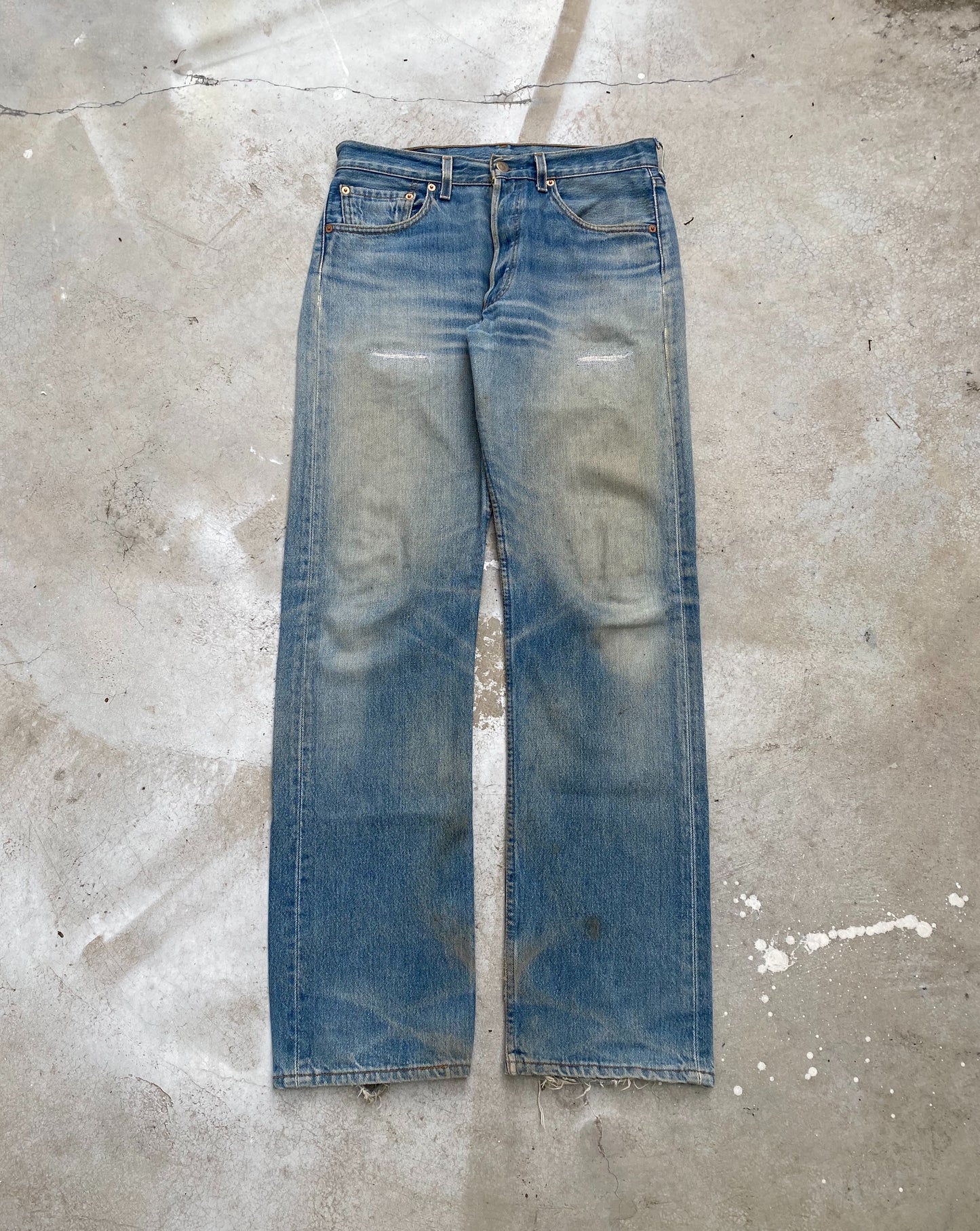 1990s Mud Washed Levi’s 501 Repaired Jeans