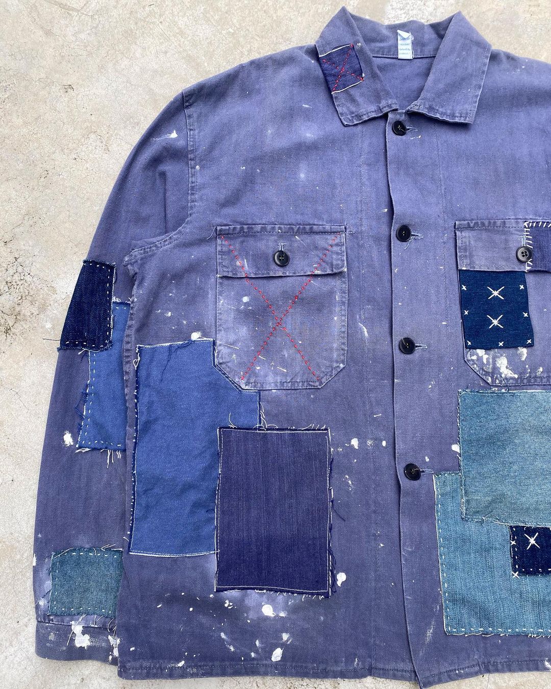 1970s Patched Herringbone French Workwear