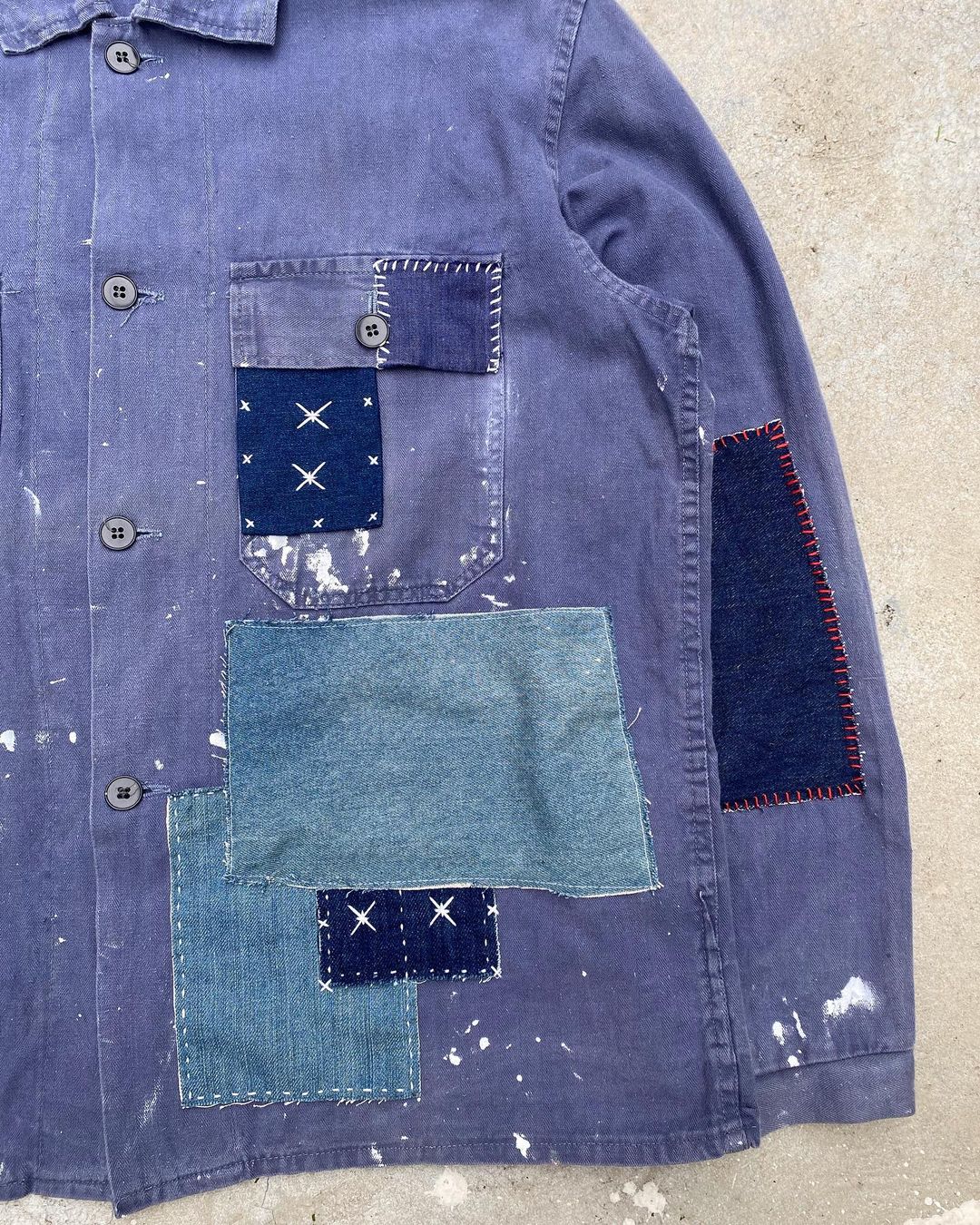 1970s Patched Herringbone French Workwear
