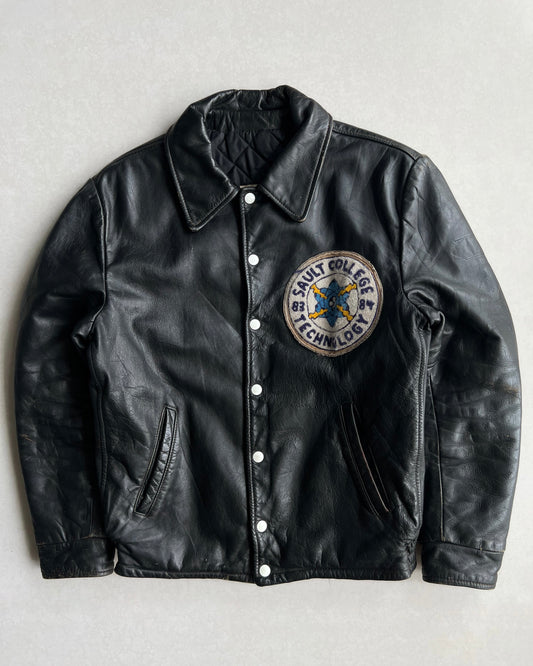 1980S 'SAULT COLLEGE TECHNOLOGY' LEATHER JACKET (S-L)