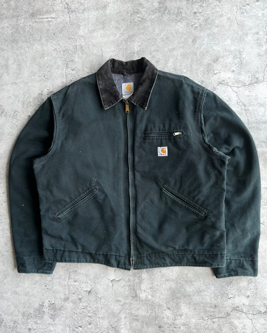 1990S BLACK/MOSS GREEN CARHARTT DETROIT WORK JACKET (L/XL)