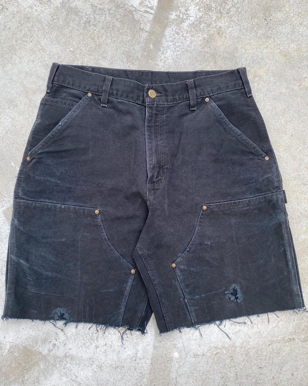 1990s Faded Black Carhartt Double Knee Shorts