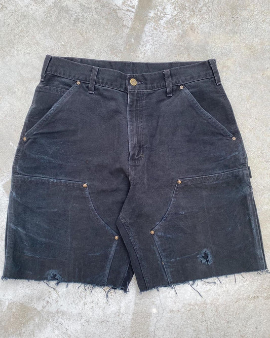 1990s Faded Black Carhartt Double Knee Shorts