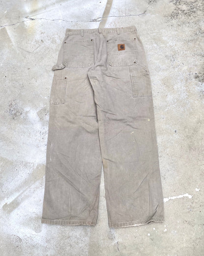 1990S LIGHT GREY CARHARTT DOUBLE KNEE PANTS (33X30)