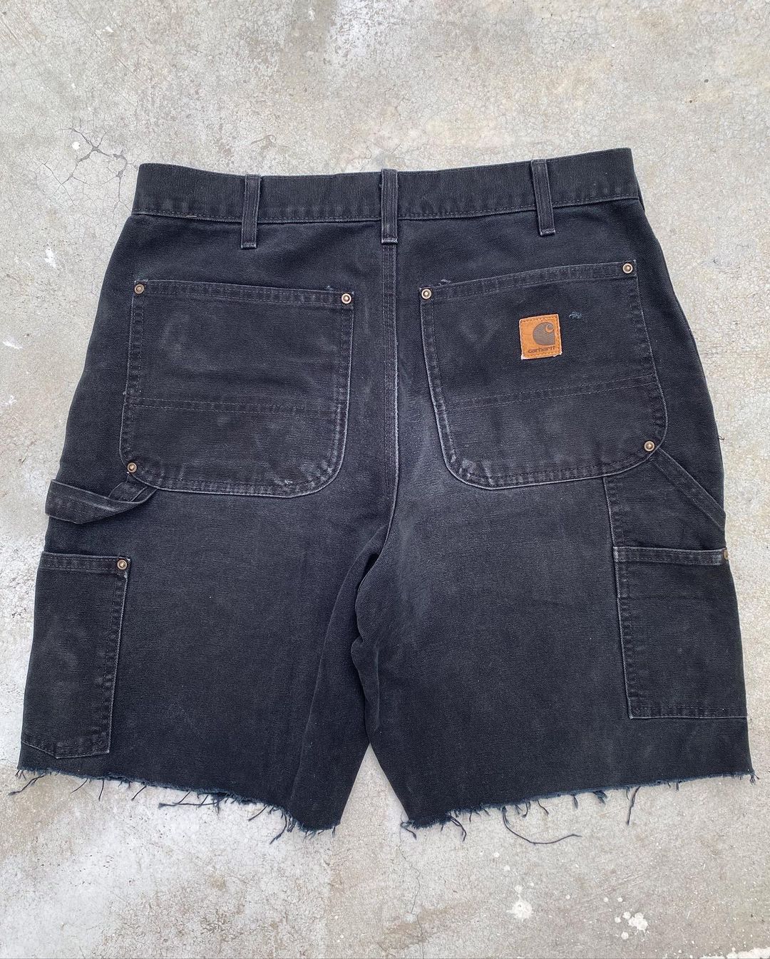 1990s Faded Black Carhartt Double Knee Shorts