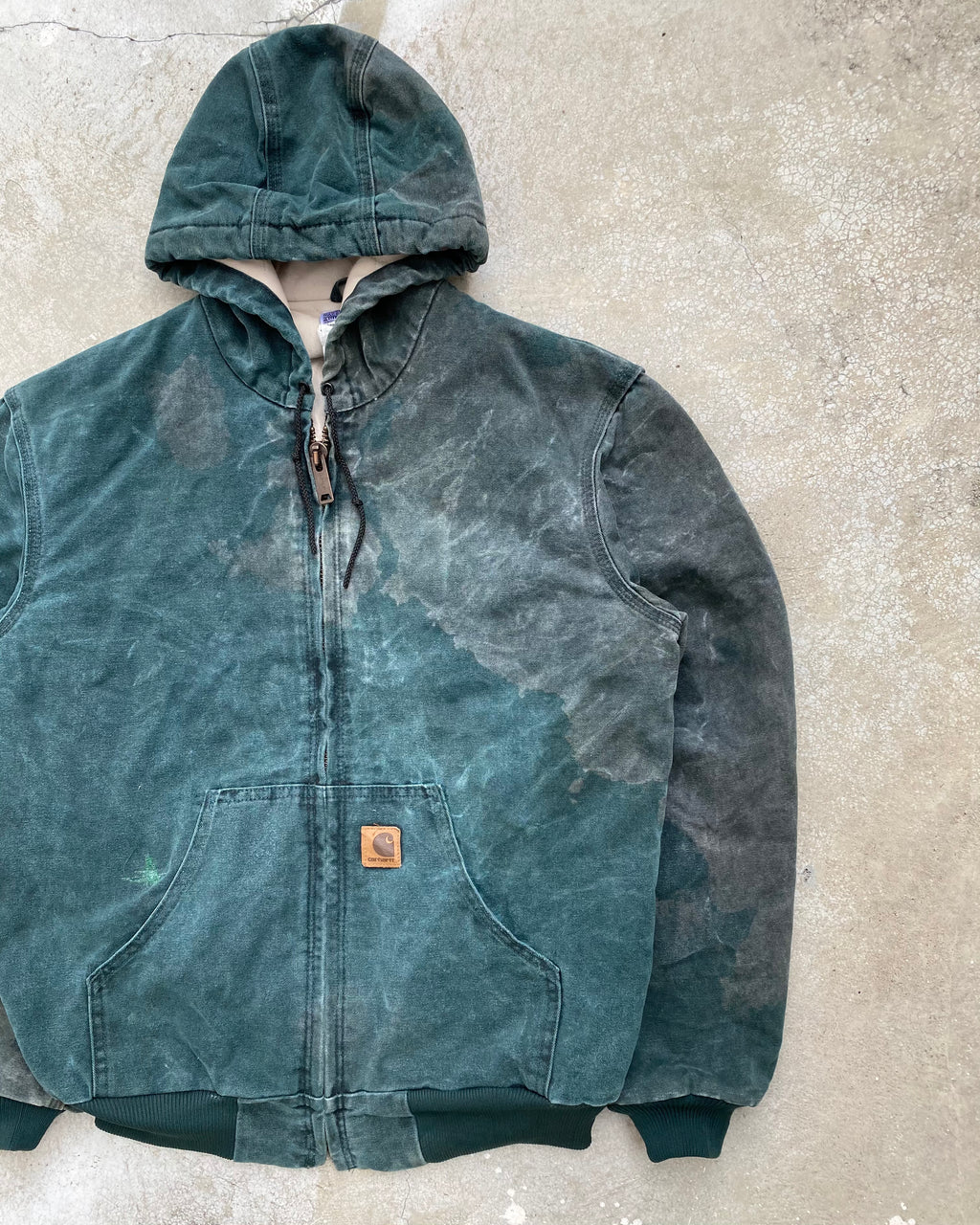 1990S EMERALD GREEN CARHARTT HOODED JACKET (M)