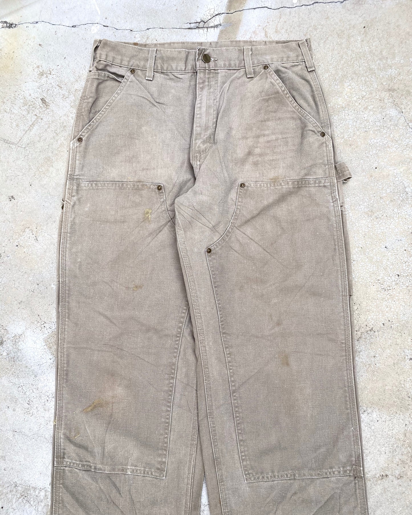 1990S LIGHT GREY CARHARTT DOUBLE KNEE PANTS (33X30)