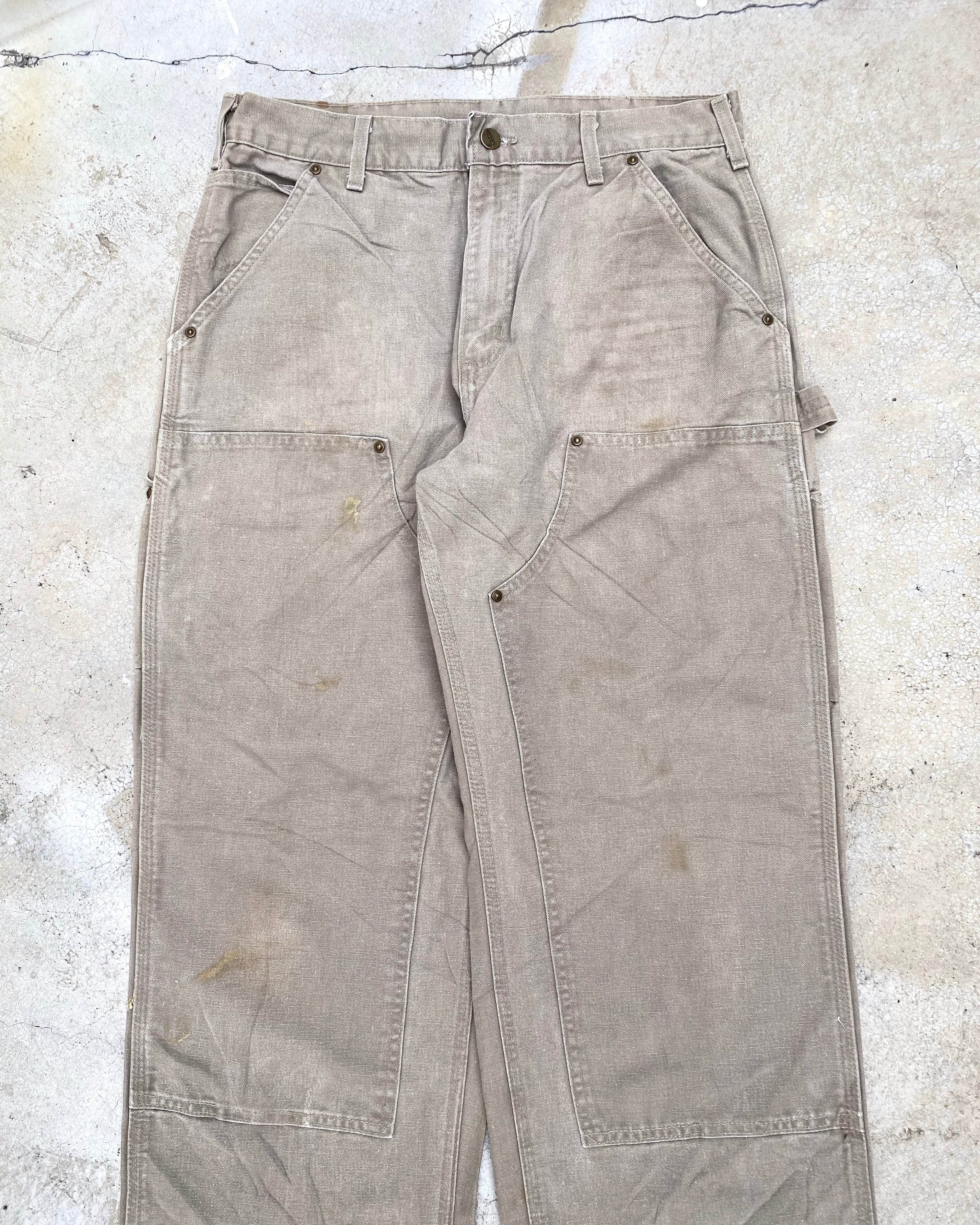 1990S LIGHT GREY CARHARTT DOUBLE KNEE PANTS (33X30)