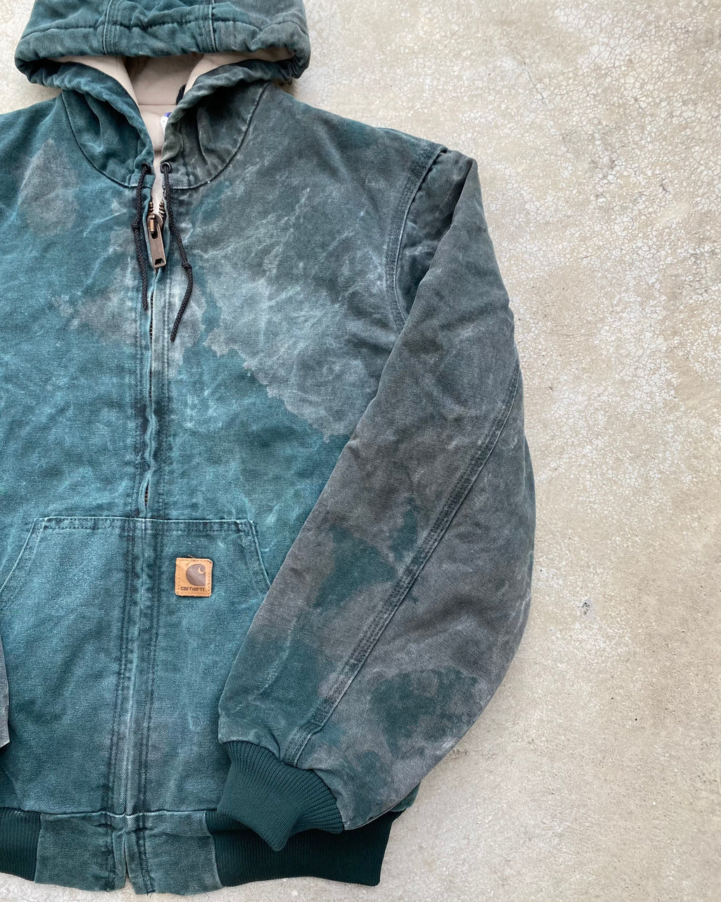 1990S EMERALD GREEN CARHARTT HOODED JACKET (M)