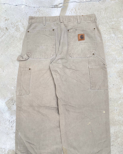 1990S LIGHT GREY CARHARTT DOUBLE KNEE PANTS (33X30)