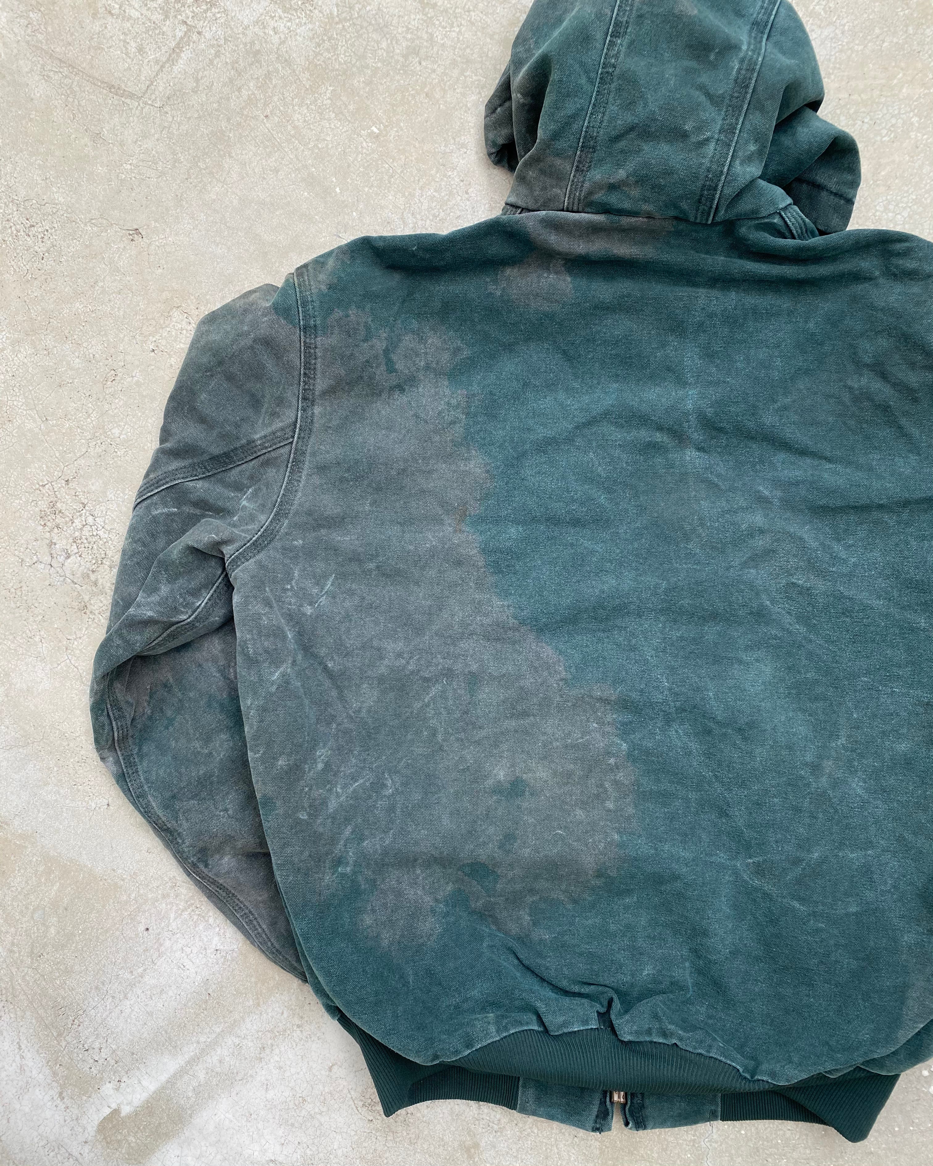 1990S EMERALD GREEN CARHARTT HOODED JACKET (M)