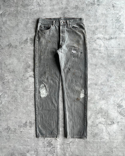 1990S FADE GREY PAINTED LEVI'S 501 JEANS (33X32)