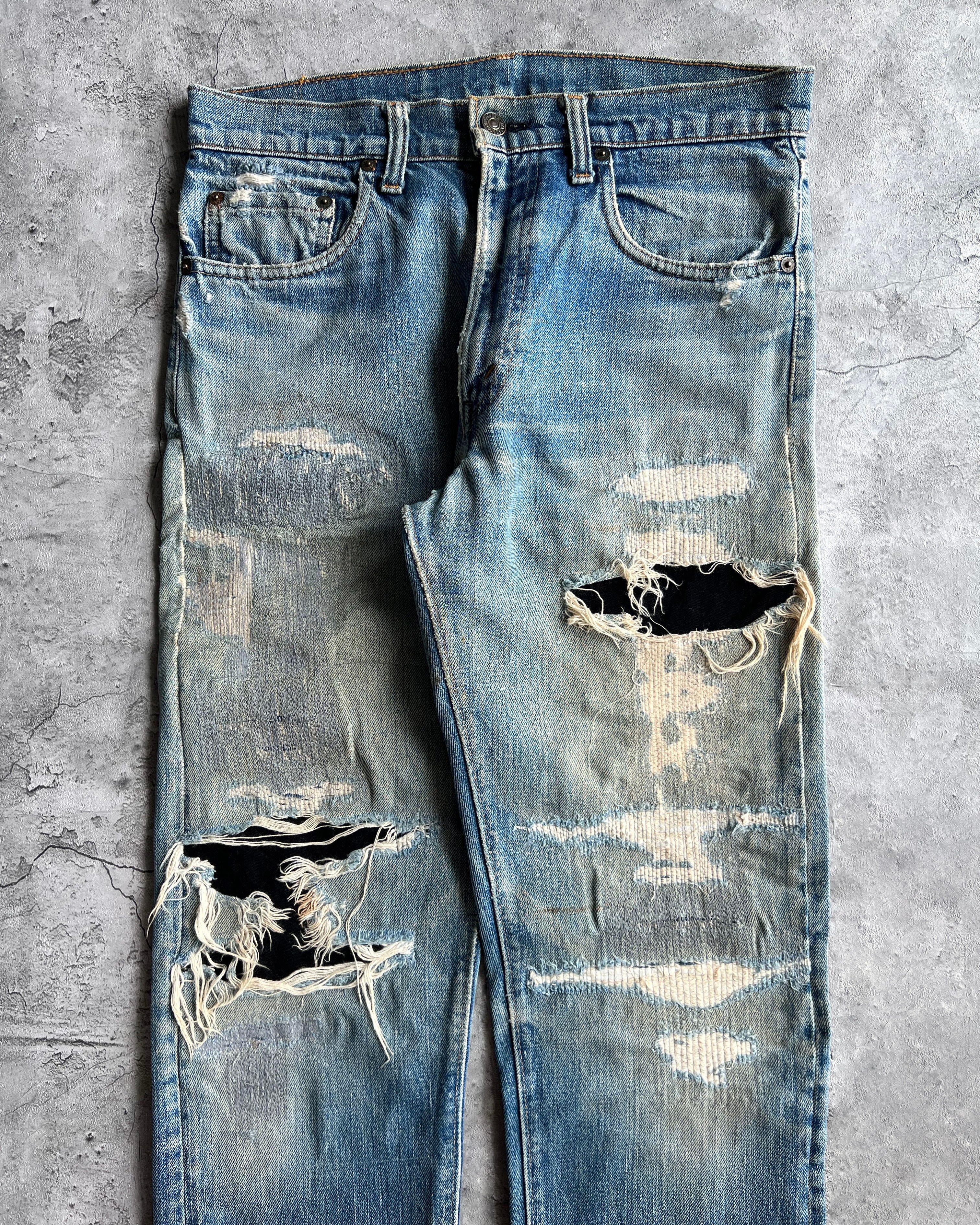 1970S FADED WASHED LEVI'S 505 REPAIRED JEANS (31X31)