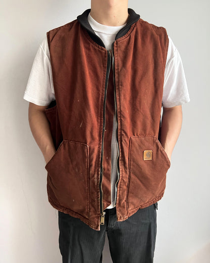 1990S MAROON BROWN CARHARTT WORK VEST (XL)