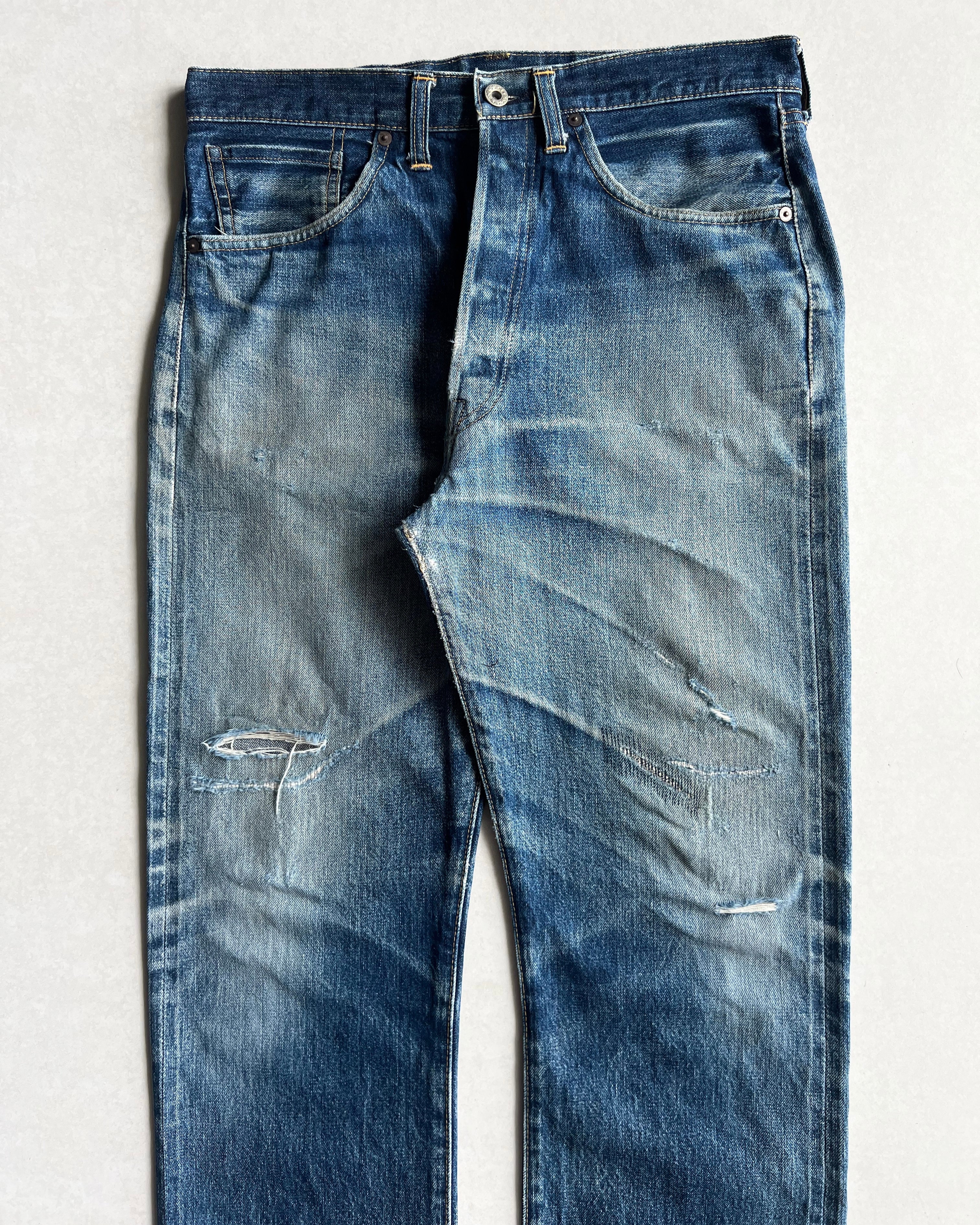 1990S FADED WASHED BIG E LEVI'S 501 SELVEDGE JEANS (33X36)