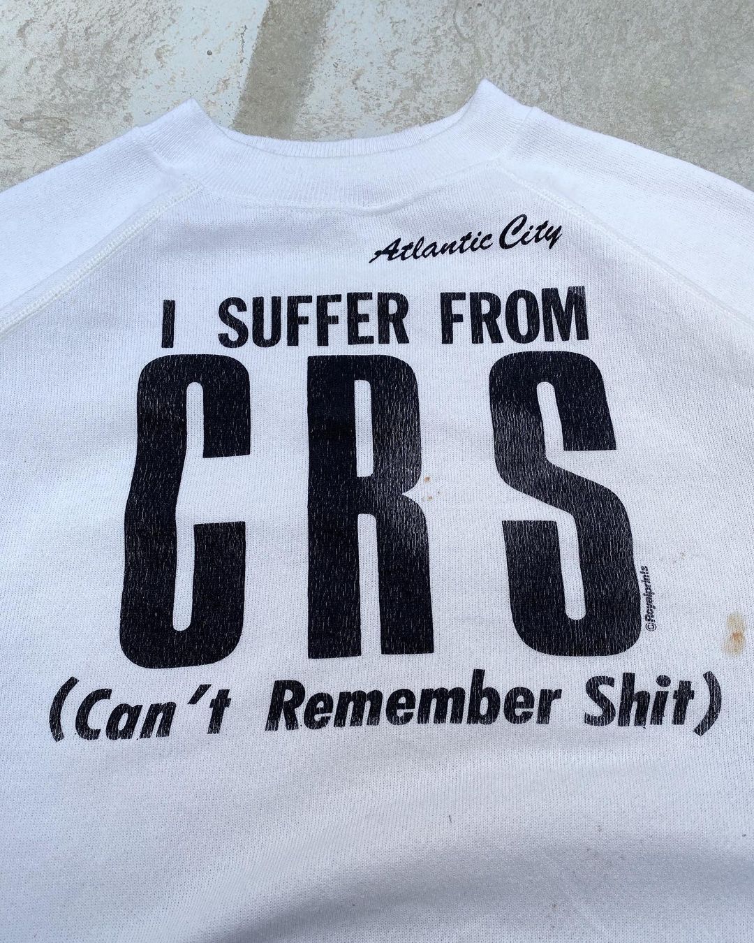 1980S ‘I SUFFER FROM CRS’ RAGLAN SWEATSHIRT (M)