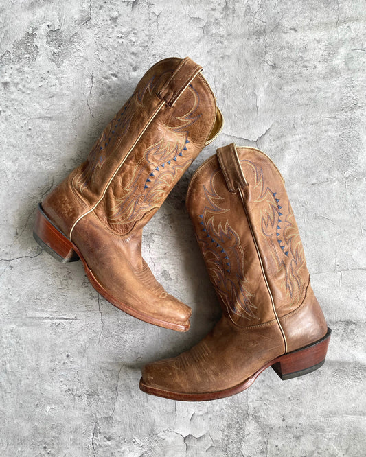 NOCONA WESTERN SQUARE TOE COWBOY BOOTS (8.5)