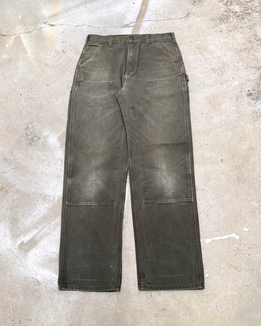 1990S SUN FADED OLIVE CARHARTT DOUBLE KNEE PANTS (33X34)