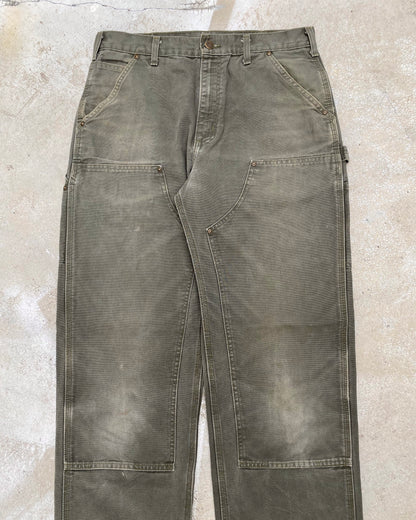 1990S SUN FADED OLIVE CARHARTT DOUBLE KNEE PANTS (33X34)