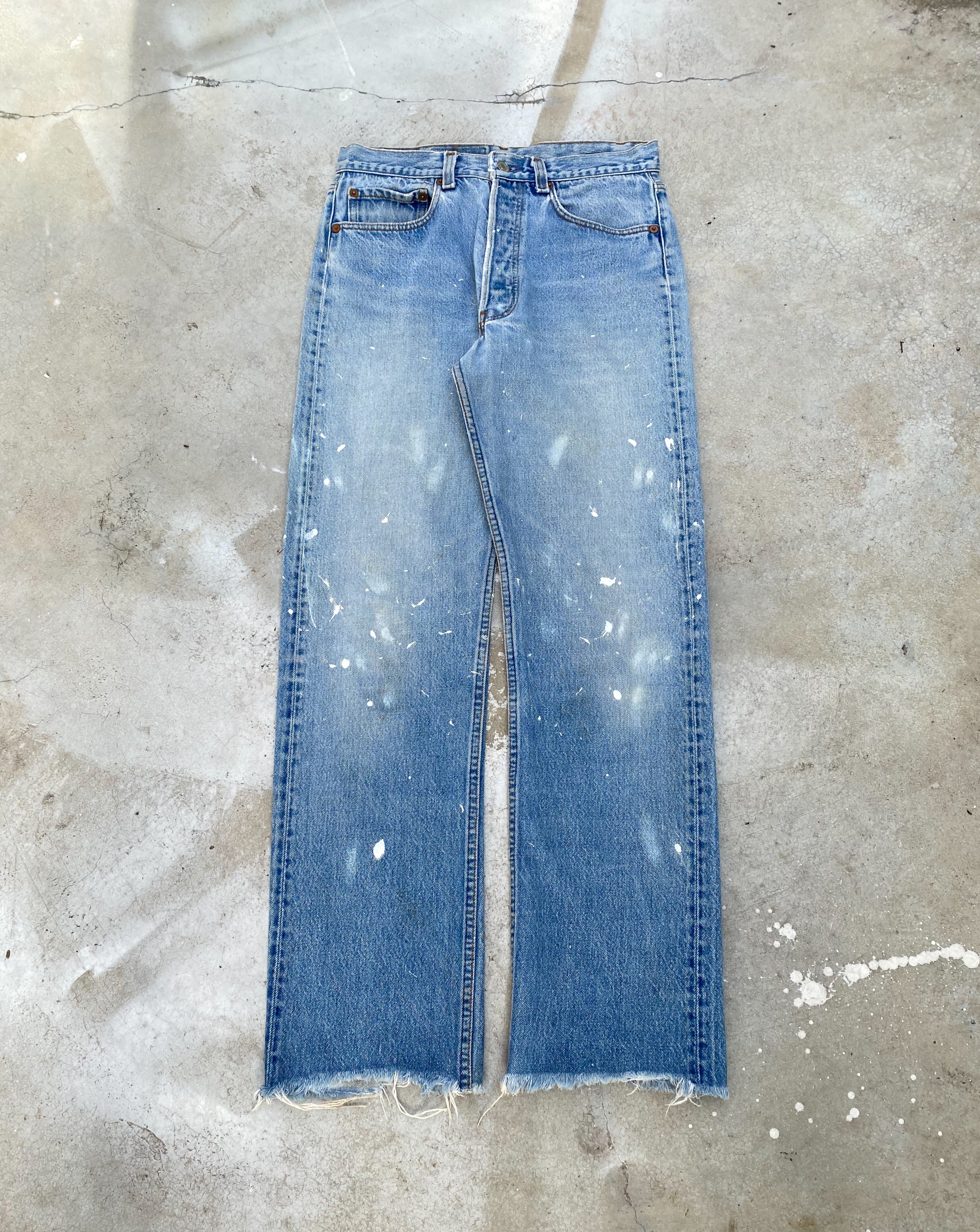 1980s Painted Levi’s 501 Cutoff Hem Jeans