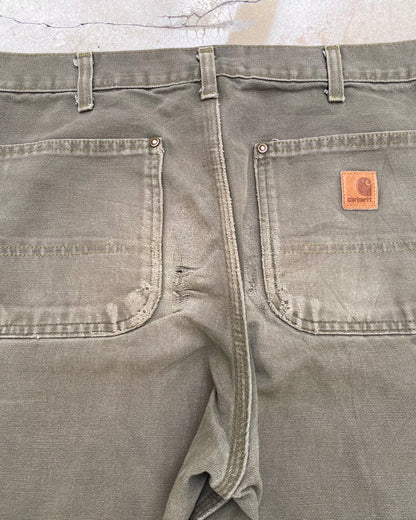 1990S SUN FADED OLIVE CARHARTT DOUBLE KNEE PANTS (33X34)