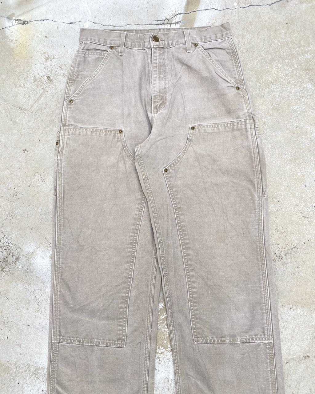 1990S LIGHT GREY CARHARTT DOUBLE KNEE PANTS (30X32)