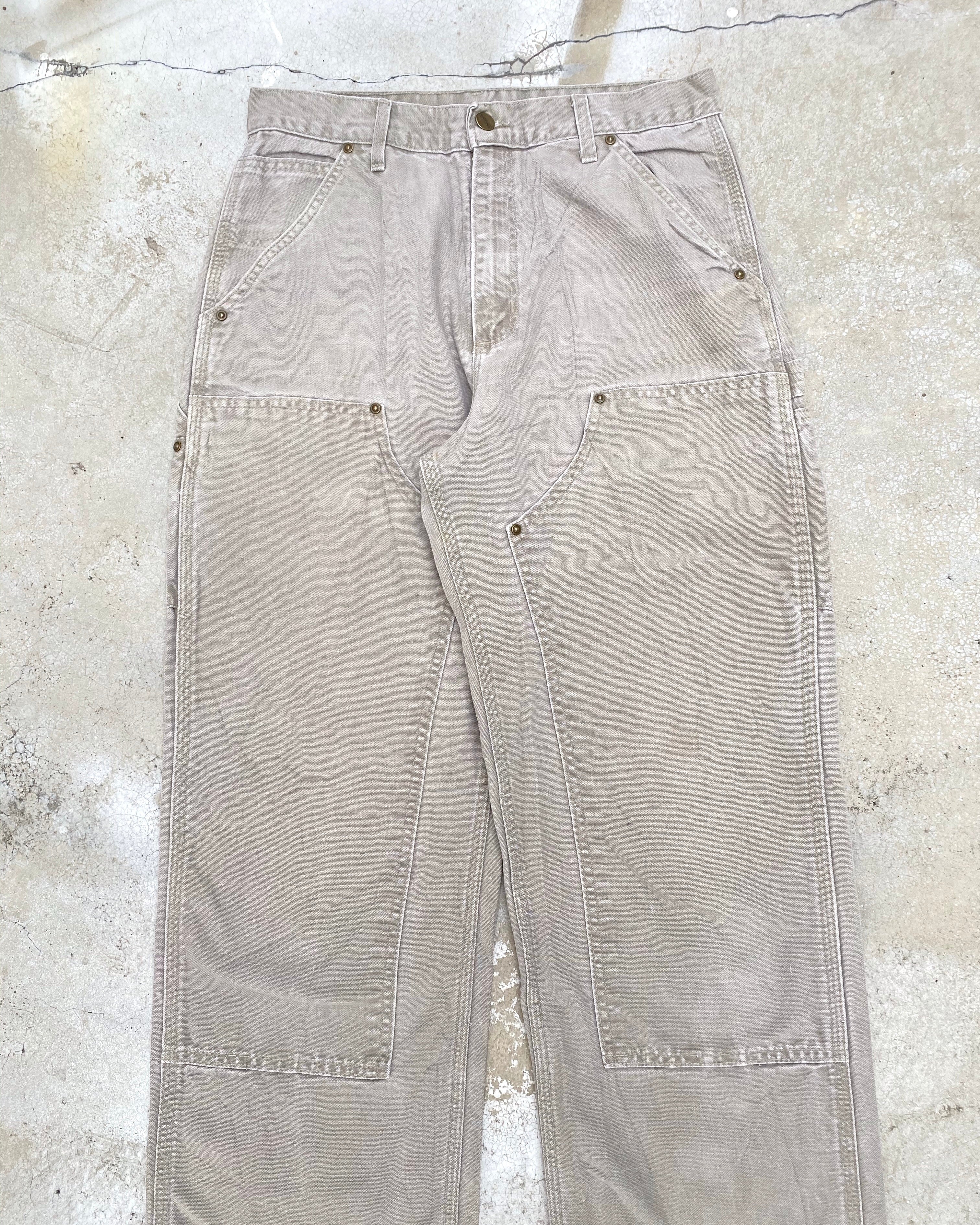 1990S LIGHT GREY CARHARTT DOUBLE KNEE PANTS (30X32)