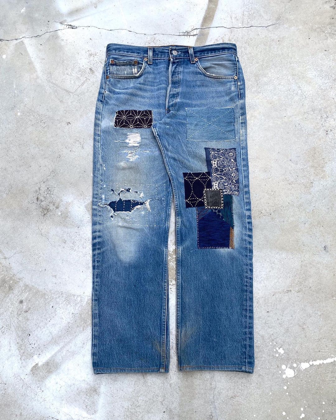 1990s Levi’s 501 Sashiko Patchwork Jeans