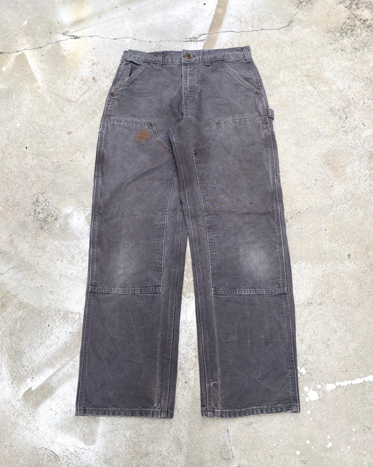 1990S FADED DARK GREY CARHARTT DOUBLE KNEE PANTS (30X32)