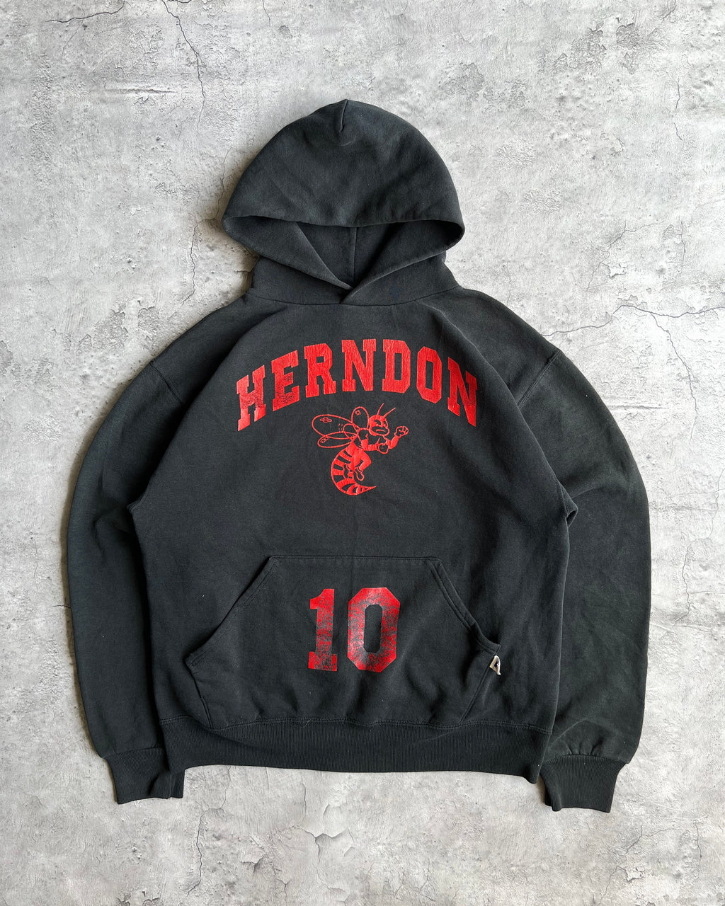 1990S BLACK 'HERNDON' RUSSELL BLANK HOODIE (M)